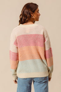 Loosie Fit Multi Color Block Sweater Top