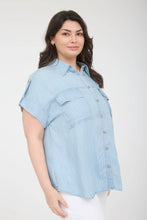 Load image into Gallery viewer, Stripe Chambray Collared Top