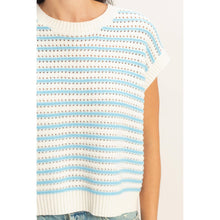 Load image into Gallery viewer, Blue Striped Sleeveless Crew Neck Top