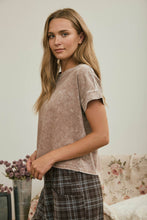 Load image into Gallery viewer, WASHED SHORT SLEEVE BOXY KNIT TOP: OLIVE