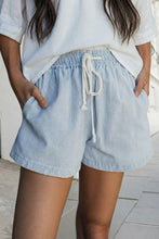 Load image into Gallery viewer, Sky Blue Stripe Drawstring Waist Shorts