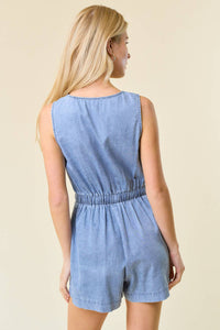 Denim Drawstring Romper
