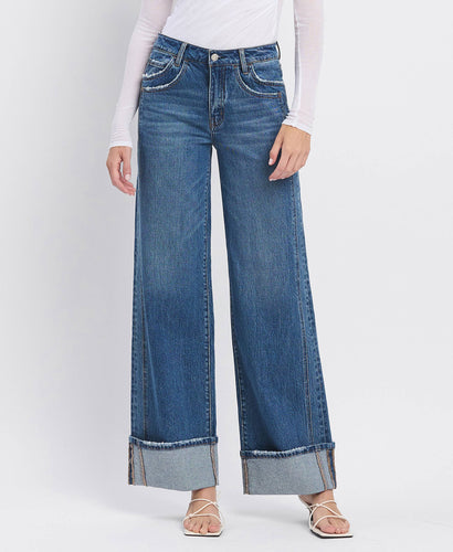 Vervet High Rise Cuffed Wide Leg Jeans