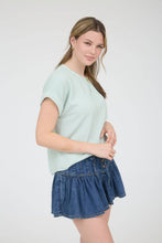 Load image into Gallery viewer, Dusty Mint Cuff Sleeve Top