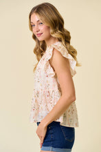 Load image into Gallery viewer, Cream Floral Printed Ruffle Sleeve Top