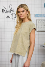Load image into Gallery viewer, Light Olive Washed Extended Shoulder Top