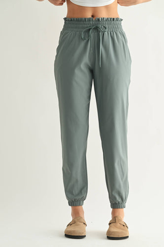 Blue Green Cuffed Essential Highwaist Joggers