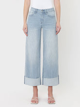 Load image into Gallery viewer, Vervet High Rise Cuffed Striped Crop Wide