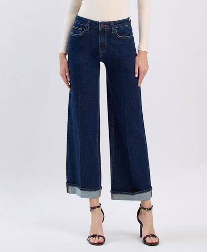 Vervet High Rise Cuffed Ankle Wide Jeans