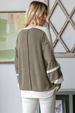 Load image into Gallery viewer, Olive Color Block Rib Top