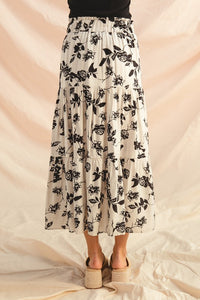 Floral Woven Print Boho Skirt
