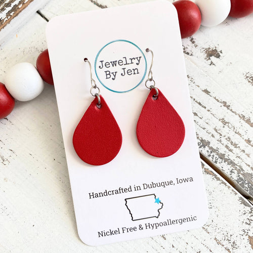 Small Teardrop: Fire Red Earrings