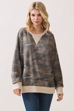 Load image into Gallery viewer, Camo Terry Knit Pullover Top