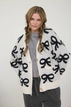 Load image into Gallery viewer, Off White Bow Pattern Cardigan