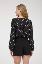 Load image into Gallery viewer, Black Polka Dot Henley Top