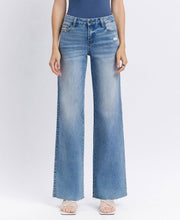Load image into Gallery viewer, Vervet Mid Rise Raw Hem Wide Jeans