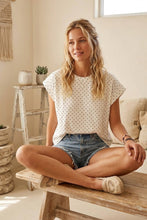 Load image into Gallery viewer, White Scuba Polka Dot Relaxed Top
