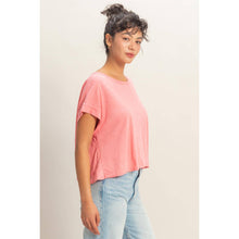 Load image into Gallery viewer, Taffy Pink Acid Washed Cross Detail Open Back Top