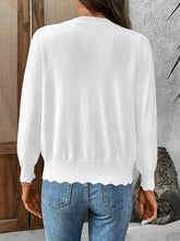 Load image into Gallery viewer, White Lightweight Scalloped Edge Cardigan