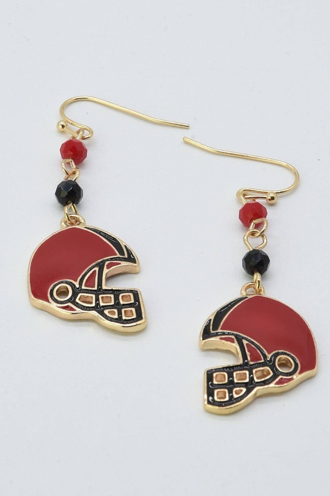 Gameday Football Helmet Dangle Earrings: Black Red