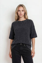 Load image into Gallery viewer, Charcoal Washed Raw Edge Sweater