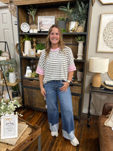 Load image into Gallery viewer, Pink Contrast &amp; Stripe Shirt