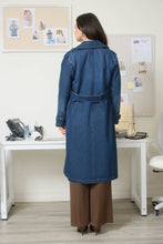 Load image into Gallery viewer, Denim Notch Collar Trench Coat