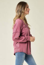 Load image into Gallery viewer, Wine V-Neck Ribbed Top