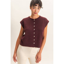Load image into Gallery viewer, Red Rolled Edge Button Front Sweater Vest