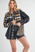 Load image into Gallery viewer, Black Plaid Flannel Shirt