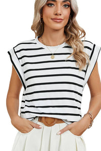 Black & White Striped Raglan Sleeve Top