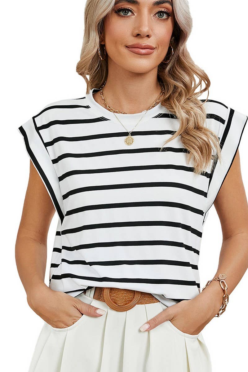Black & White Striped Raglan Sleeve Top