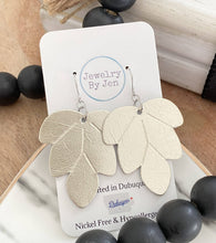 Load image into Gallery viewer, Embossed Leaf Earrings: Platinum