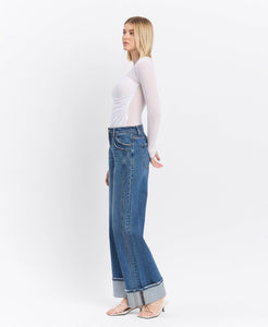 Vervet High Rise Cuffed Wide Leg Jeans