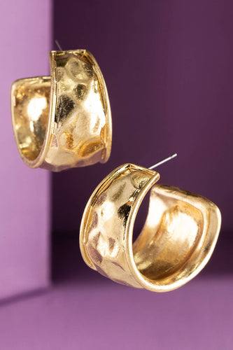 Hypoallergenic Hammered Vintage Metal Hoops: VINTAGE GOLD