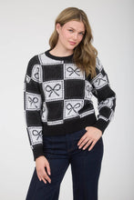 Load image into Gallery viewer, Black Bow Jacquard Sweater