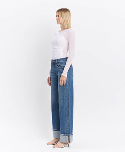 Vervet High Rise Cuffed Wide Leg Jeans
