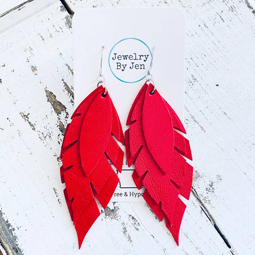 Jagged Feather: Red Earrings
