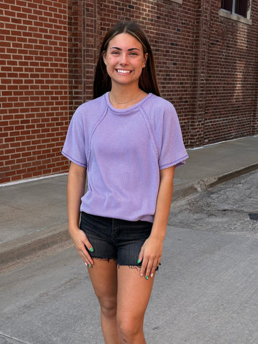Solid Violet Urban Ribbed Top