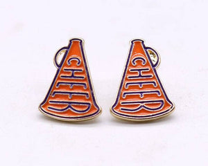 Cheer Horn Gameday Post Earrings: Red Black