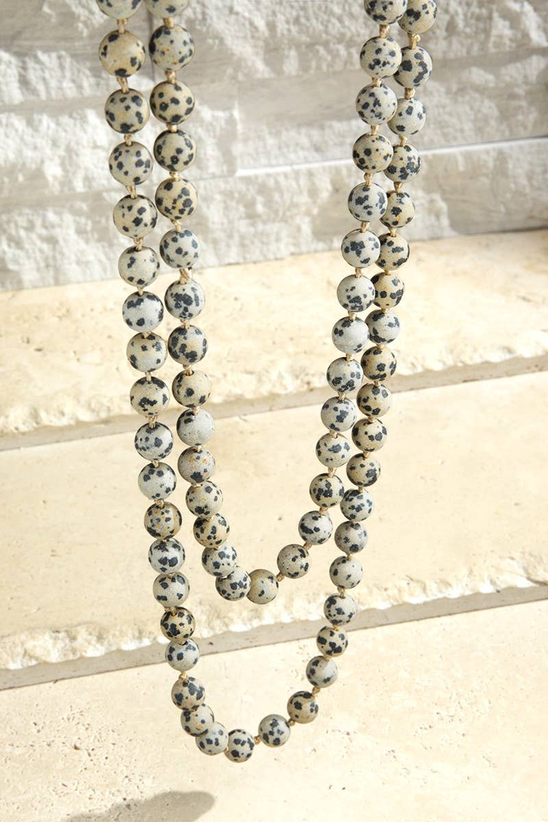 Semi Precious 8mm Long Necklace: Dalmatian