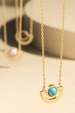 Load image into Gallery viewer, Brass Metal Round Natural Stone Necklace: WGD/TQS-TURQUOISE