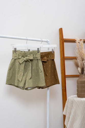 Olive Polka Dot Shorts