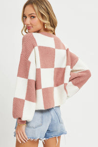 Mauve Checker Sweater