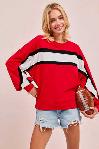 Gameday Theme French Terry Color Block Top