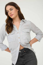 Load image into Gallery viewer, Black Striped Collared Button Down Top