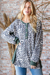Olive Animal Print Top