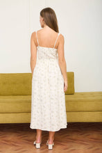 Load image into Gallery viewer, Cream Floral Clip Dot Corset Midi Dress