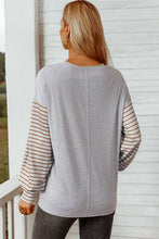 Load image into Gallery viewer, Colorblock Striped Bishop Sleeve Top
