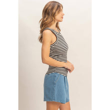 Load image into Gallery viewer, Black Striped Ribbed Racerback Tank